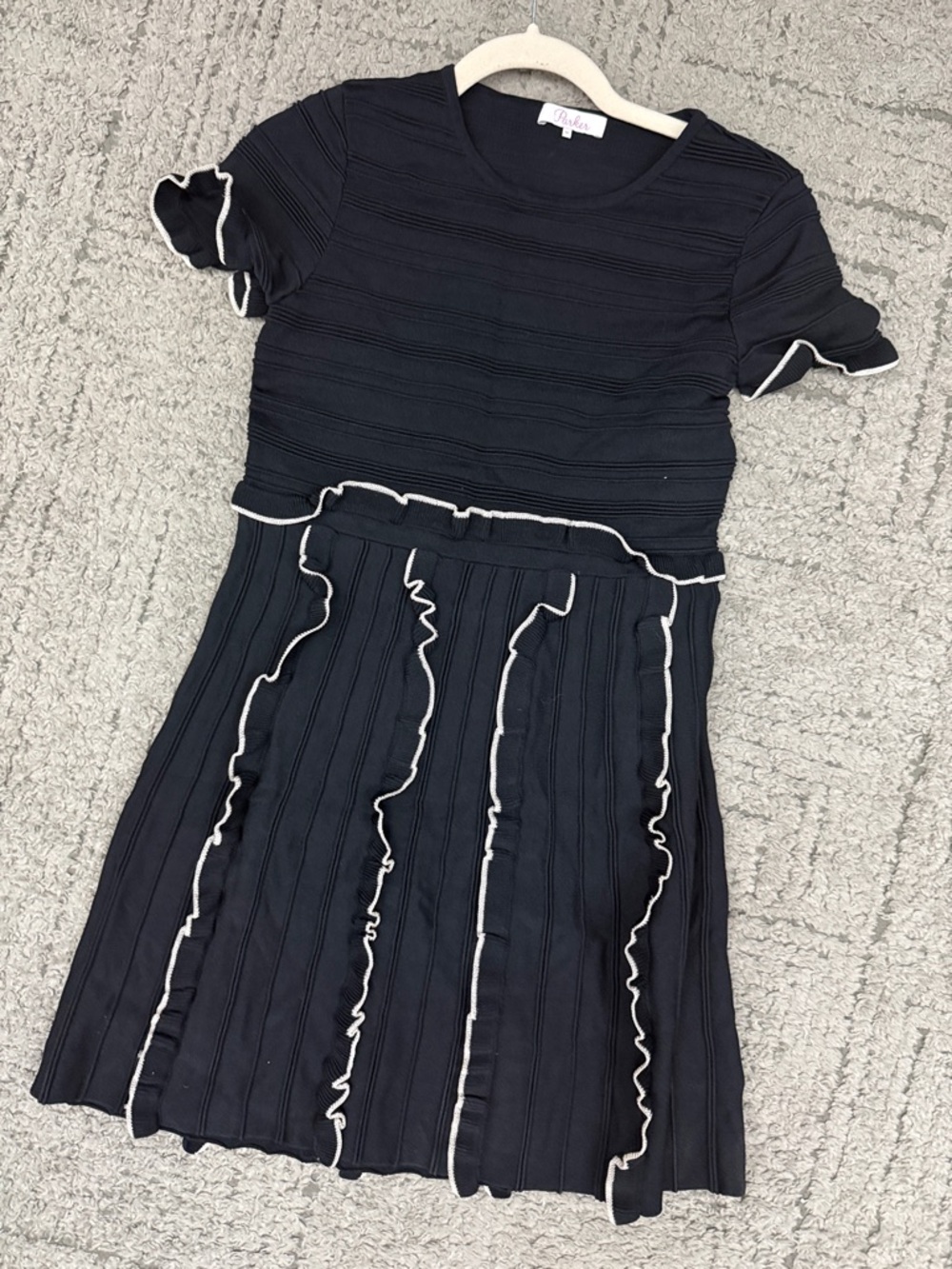 Ruffle-Trim Black Dress